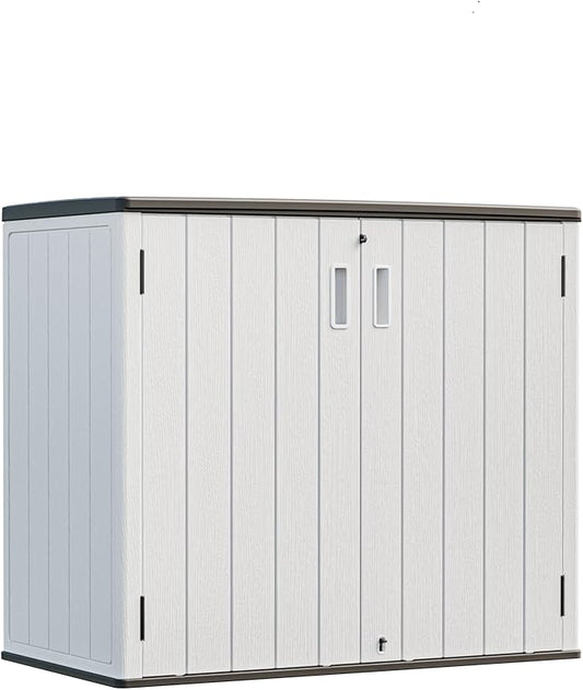 HOMSPARK 37 Cu.Ft Outdoor Storage Shed Weather Resistant, Resin Storage Sheds & Outdoor Storage Box for Backyard Garden Patio Lawn, Multi functional | Double-wall Shed with Lockable Doors,(Light Gray)