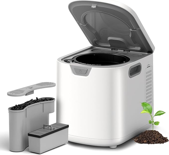 Kismile Electric Composter for Kitchen, 3.5L Smart Countertop Compost Bin with LED Timer Display, Odorless/Auto-Clean, Indoor Compost Bin, Turn Food Waste into Fertilizer