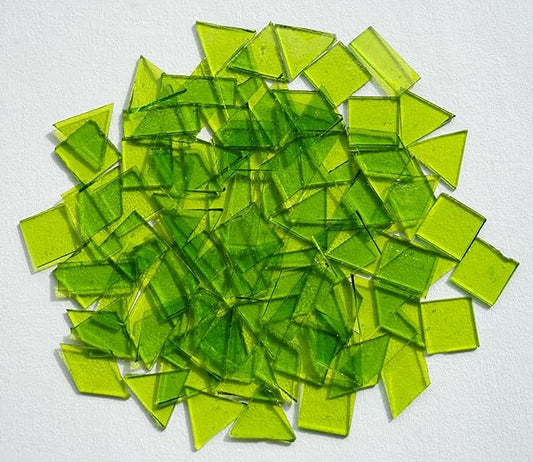4 Shapes Large Transparent Mosaic Tiles for Mosaic Crafts, 200G Textured Stained Glass Supplies for Glass Mosaic Pieces, 70pcs Bulk Glass Mosaic Tiles for Glass on Glass Project, Green Grass