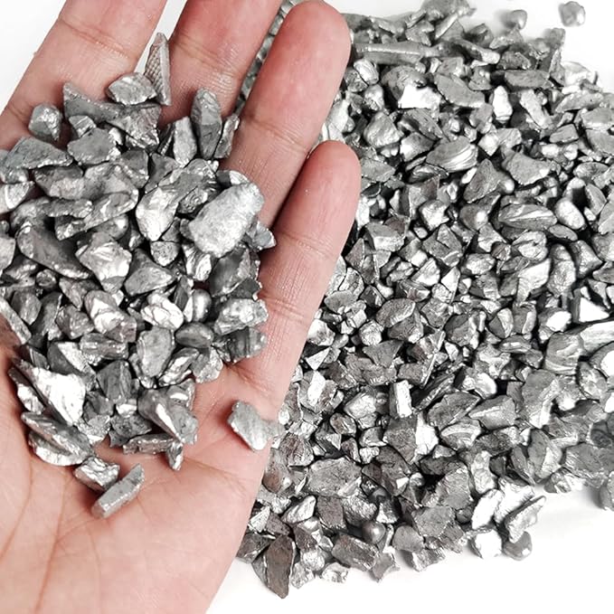 HappyFiller 3-7mm Candle Holder Mini Rocks,Vase Fillers Small Gravels Stones,Terrarium Succulent Planter Soil Cover Decor Pebbles,Aquarium Fishbowl Granule,Crushed Glass,Silver 0.81 LB