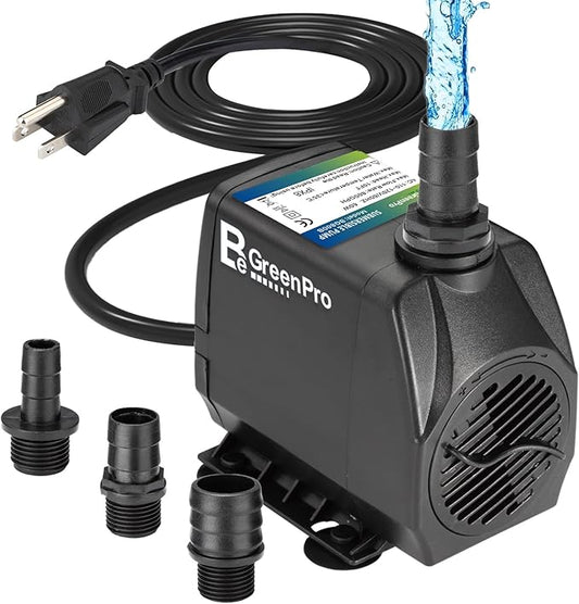 Submersible Water Pump, 660GPH 45W Ultra Quiet Fountain Pump (2500L/H), with 4 Nozzles 8.2ft High Lift for Aquarium, Fish Tank, Pond, Waterfall, Outdoor, Statuary, Hydroponics