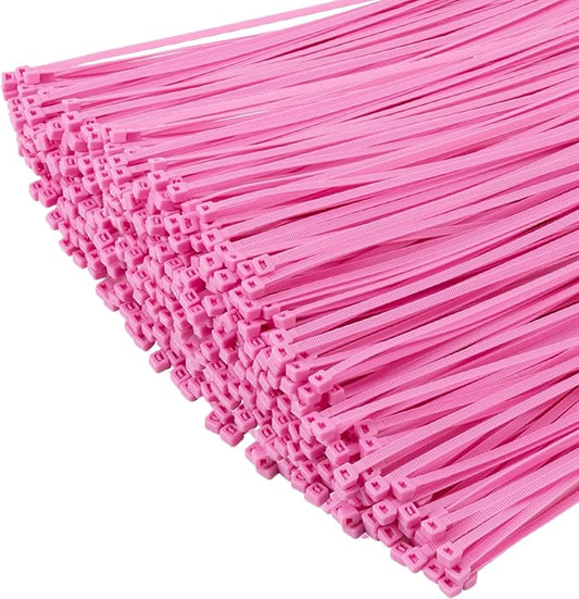 XINGO 1000 PCS Pink Zip Ties 12 Inch, 60 LBS Tensile Strength, Self-Locking Nylon Plastic Nylon PA66 Wire Ties for Indoor and Outdoor Use