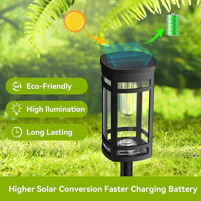 2 Pack Solar Lights Outdoor Waterproof for Garden Pathway Walkway Driveway Yard Lawn Decorative Landscape Lighting. (Warm White Light,2)
