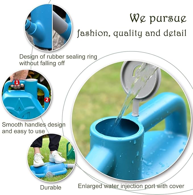 XXXFLOWER 1.5 Gallon Blue Watering Can Outdoor Garden Flower Plant, Lightweight 6 L Water Cans with Detachable Nozzle Watering Pot for Office House Garden
