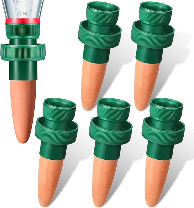 Terracotta Plant Watering Spikes Self to Use with Cola Bottles Houseplant Watering Stakes Automatic Irrigation System(Terracotta,5 Pack)