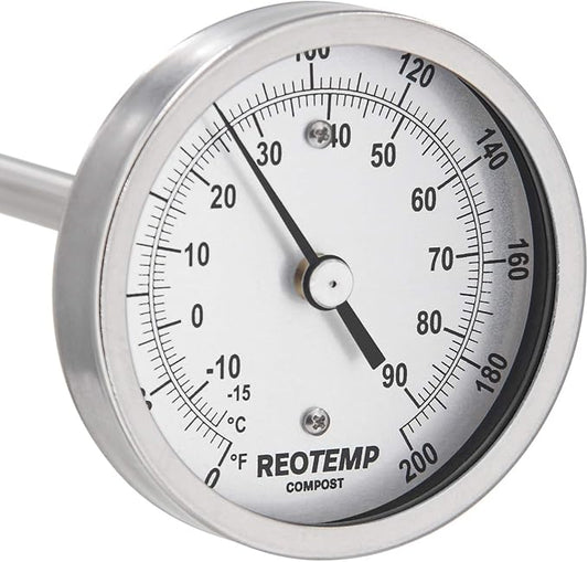 REOTEMP Heavy Duty Compost Thermometer - Fahrenheit and Celsius (36 Inch Stem), Made in The USA