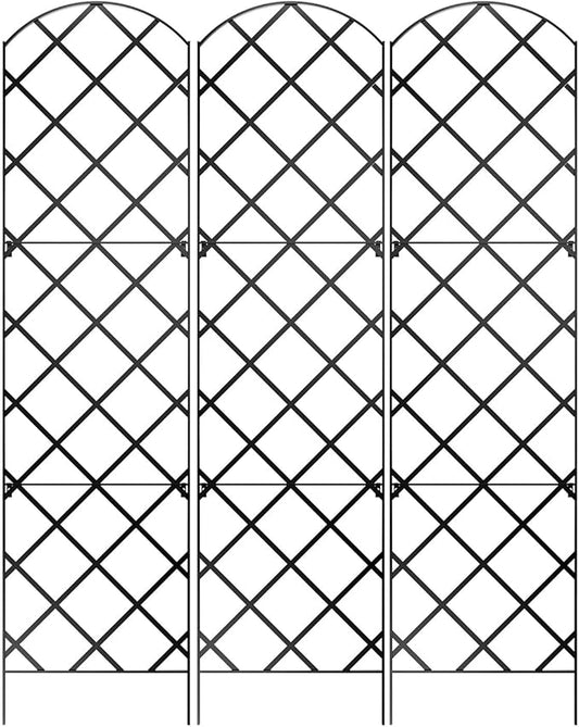 Giant Trellis, 108” high (9’ Tall) by 28” Wide Trellis with Arched top - Pack of 3 Complete trellises - by Meranti Home + Garden