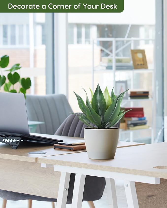 Velener Artificial Outdoor Agave Plants, Outdoor Faux Plants with Broad Leaves, Small Size UV Resistant Fake Agave Plants for Indoor and Outdoor Decor(14 Inch)-2 Pack