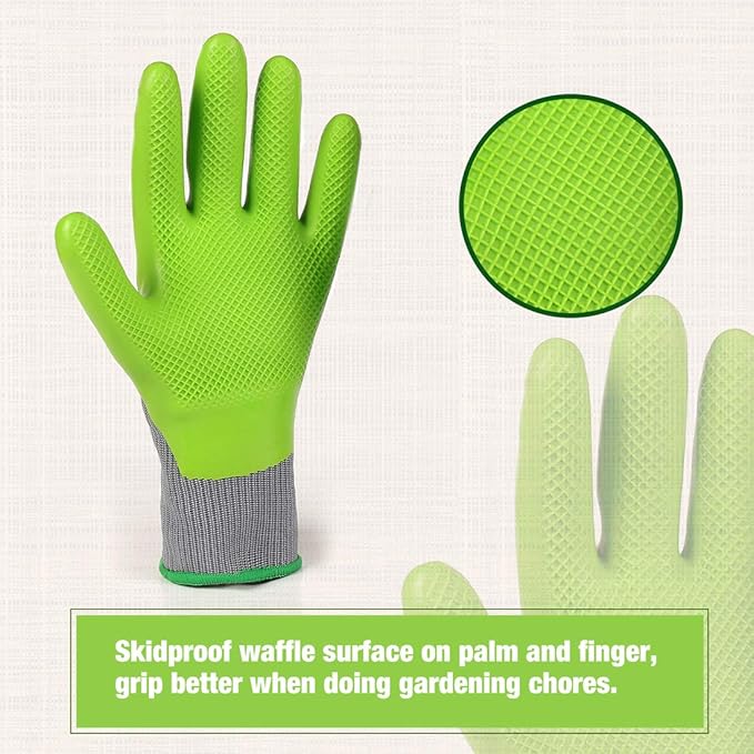 WORKPRO 6 Pairs Garden Gloves, Work Glove with Eco Latex Palm Coated, Gardening Gloves, Working Gloves for Weeding, Digging, Raking, and Pruning (Medium)