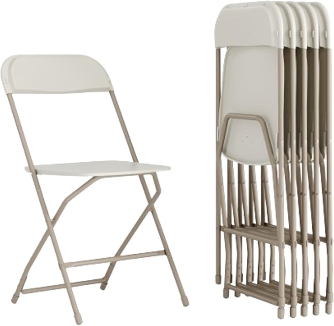 Flash Furniture Hercules Series Plastic Folding Chair - Beige - 6 Pack 650LB Weight Capacity Comfortable Event Chair-Lightweight Folding Chair