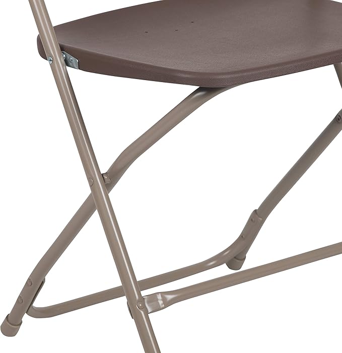 Flash Furniture Hercules Series Plastic Folding Chair Brown - 10 Pack 650LB Weight Capacity Comfortable Event Chair-Lightweight Folding Chair
