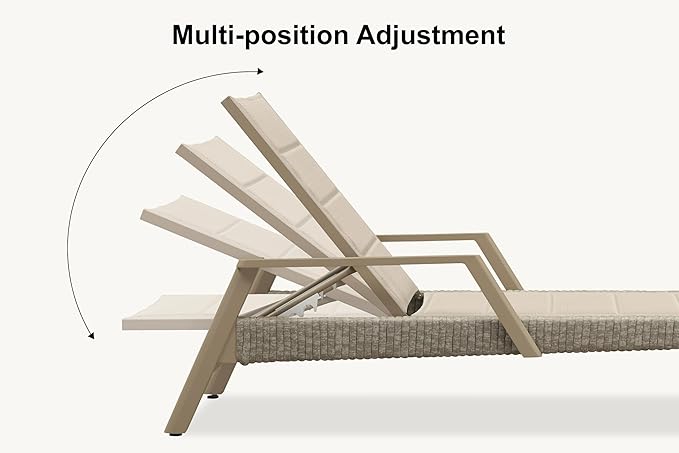 PURPLE LEAF Patio Chaise Lounge Chairs with Armrests Aluminum Reclining Layout Lounges for Outdoor Poolside Nurture Shale