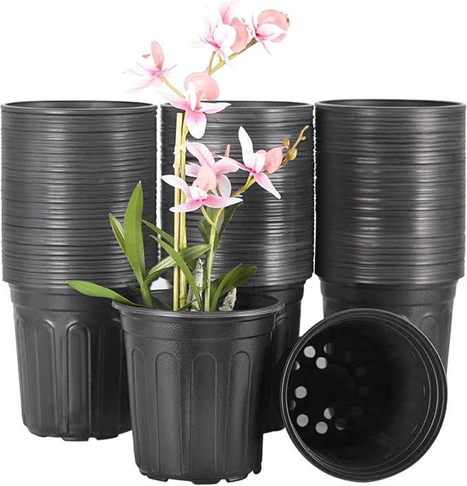100-Pack 1 Gallon Flexible Flower Plant Nursery Pots, Plastic Plant Pots with Drainage Holes,Garden Flower Pots for Succulents, Seedlings, Cuttings, Transplanting