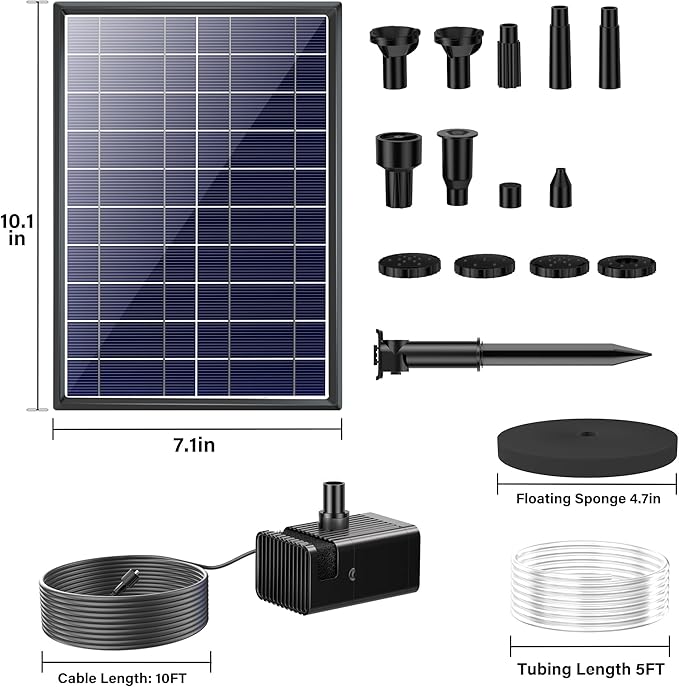 Biling 7.5W Solar Water Pump Outdoor, Solar Pond Pump Solar Fountain with DIY 5ft Tubing for Samll Ponds, Garden Pool and Bird Bath