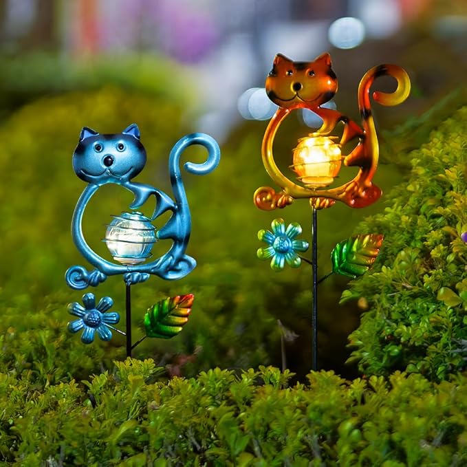 Solar Garden Lights Outdoor Decor,26.4''H Cat Figurine Light,Waterproof Decorative Garden Stakes for Lawn Patio Pathway, Solar Lights for Outside for Mom,Women,Cat Lovers
