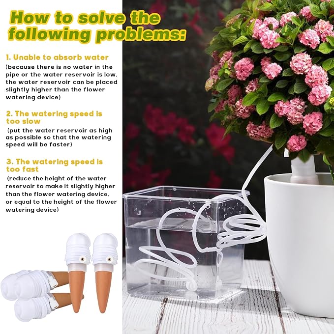 Hestya 10 Pack Plant Watering Stakes Automatic Devices Plant Self Drip Irrigation Slow Release Indoor Outdoor Terracotta Water Spikes for Potted Plants Flower (White Base)