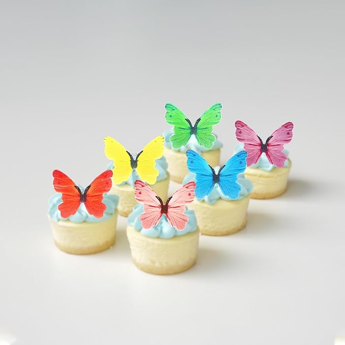 48 PCS Edible Butterfly Cupcake Toppers Wafer Paper Colorful Butterflies Cupcake Picks Edible Butterfly Birthday Decorations for Butterflies Theme Birthday Wedding Party Cake Decorations Supplies