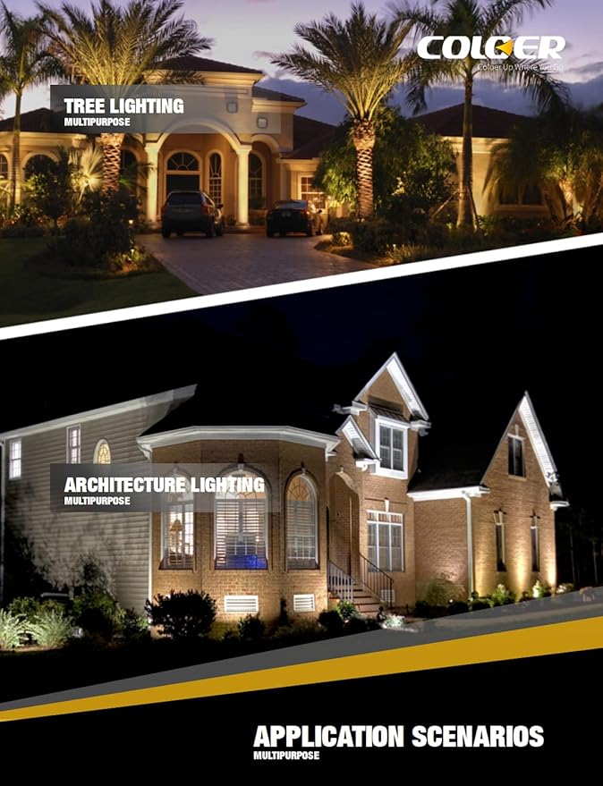 COLOER Die-cast Brass Landscape Spotlight 10-Pack Without Bulb,12V AC/DC Low Voltage Copper Outdoor Lighting with Ground Stake, Directional Garden Patio Spot Up Light (102B Brass Finish)