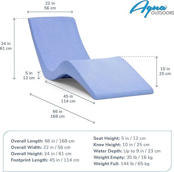 Aqua Outdoors - in-Pool Chaise Lounger - Pool & Sun Shelf Lounge Chair - Designed for Water Depths Up to 9” - Compatible with All Types - Poolside & Sun Deck Tanning - Set of 2 - Coral Reef