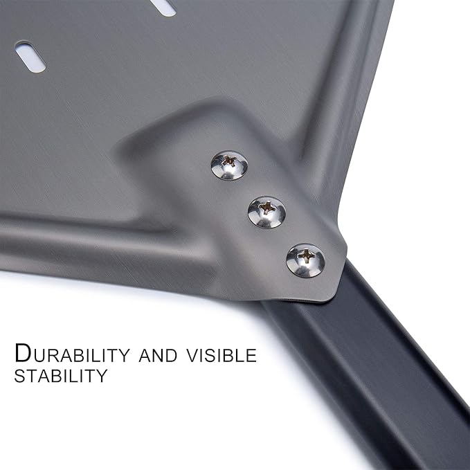 G.a HOMEFAVOR Perforated Pizza Peel, 12 x 15 Inch Rectangular Pizza Turning Peel, Professional Anodized Aluminum Turning Pizza Paddle, 26 inch overall