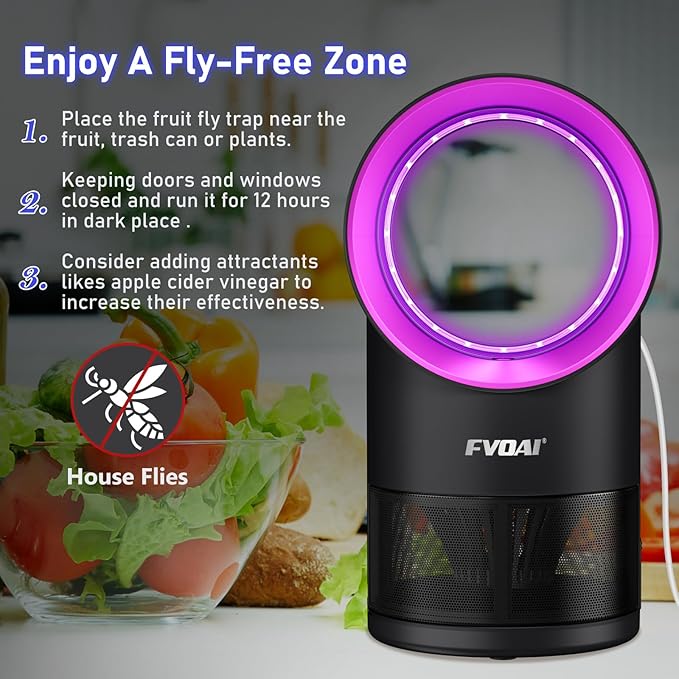 Fruit Fly Trap for Indoors, Fly Traps for Home Gnat Traps House Indoor, Indoor Insect Trap with Time Setting, 10 Sticky Glue Boards (Pink)