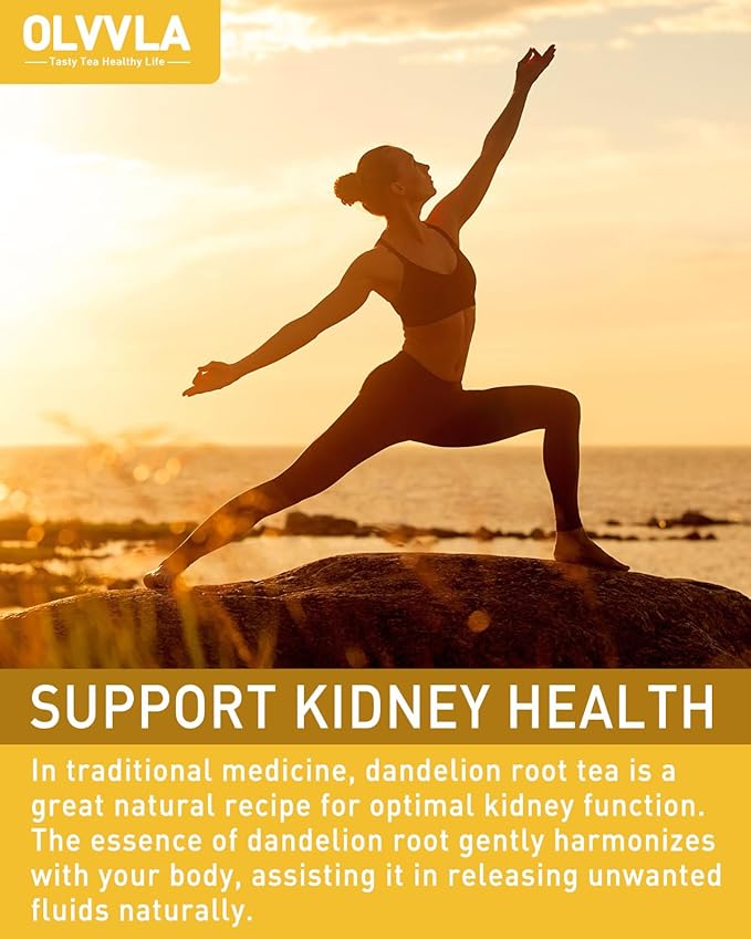 Olvvla - Dandelion Root Tea Bags - 2g X 80 Count - Premium Raw Dandelion Root - Caffeine-free - Non-GMO - Support Digestion & Cleanse