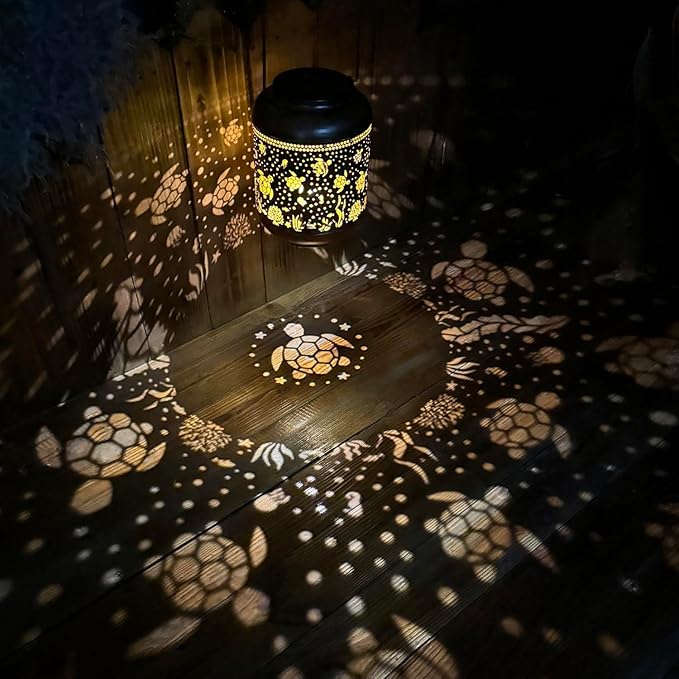 2 Pack Sea Turtle Solar Lanterns Outdoor Waterproof,Hanging Solar Lights Sea Turtle Gifts for Women Metal LED Decorative Light for Yard,Patio,Lawn,Tabletop,Pathway,Landscape,Garden Decor