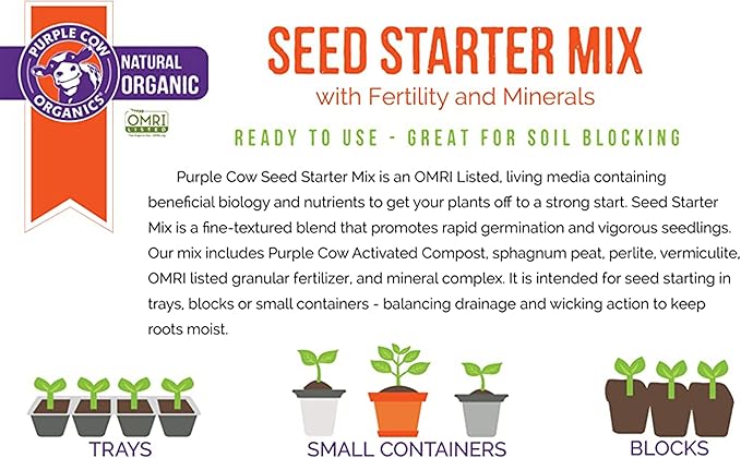All Natural Seed Starter Mix for Fast Germination and Vigorous Seedlings with Strong Root Systems for Indoor Home Gardens, 12 Quart Bag