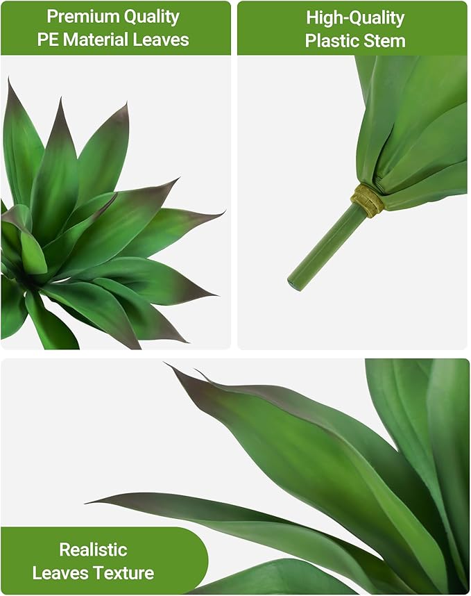 Velener Artificial Outdoor Agave Plant - Small Size UV Resistant Fake Agave Plants for Indoor and Outdoor Decor(Purple, 14 Inch)-2 Pack