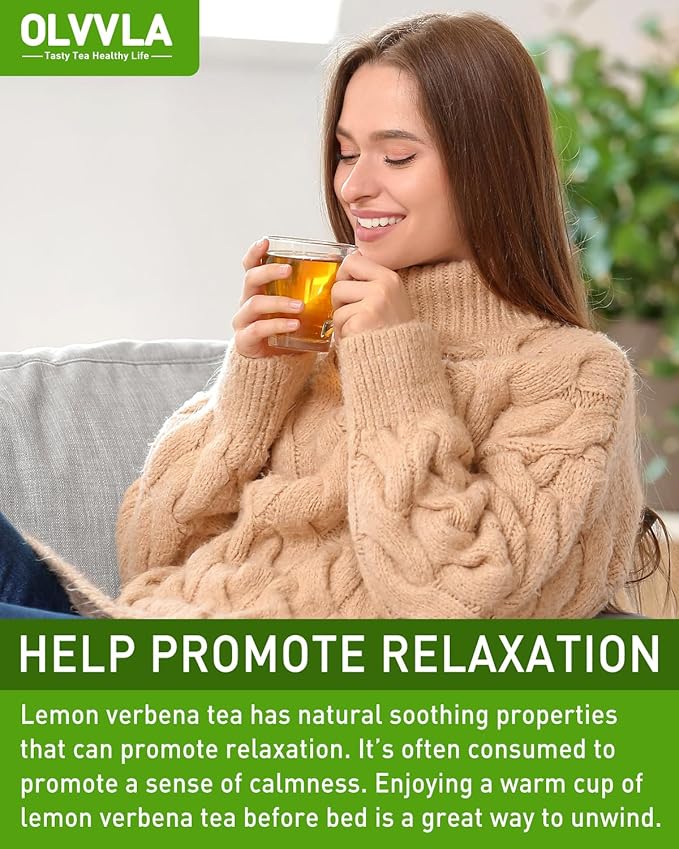Olvvla - Premium Lemon Verbena Tea Bags - 1.5g X 30 Count - Pure Natural Cedron Herb - Caffeine-free - Non-GMO - Lemon Tea - Verbena Tea - Support Digestion & Promote Relaxation
