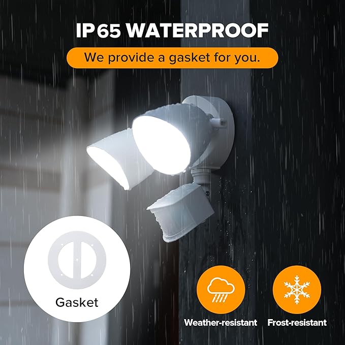 UME 2 Pack 32W 3500 Lumen LED Security Lights Motion Sensor Light Outdoor, 5000K Daylight, IP65 Waterproof, Dusk to Dawn, Motion Detector Flood Light for Garage, Yard, Porch-White