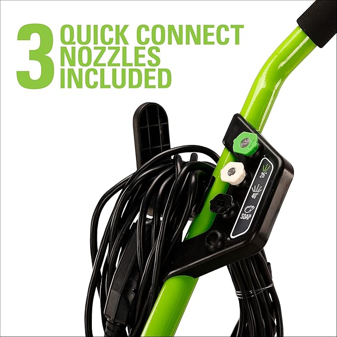 Greenworks 2000 PSI (13 Amp) Electric Pressure Washer (Wheels For Transport / 20 FT Hose / 35 FT Power Cord) Great For Cars, Fences, Patios, Driveways