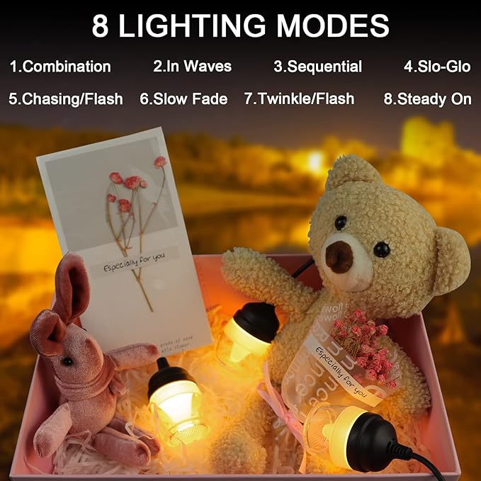 String Lights for Outside, Outdoor Patio Lights with 12 LED Bulbs Waterproof Shatterproof Hanging Patio Lights String for Patio for Bistro, Garden, Backyard, Gazebo, Party Decor, Easter