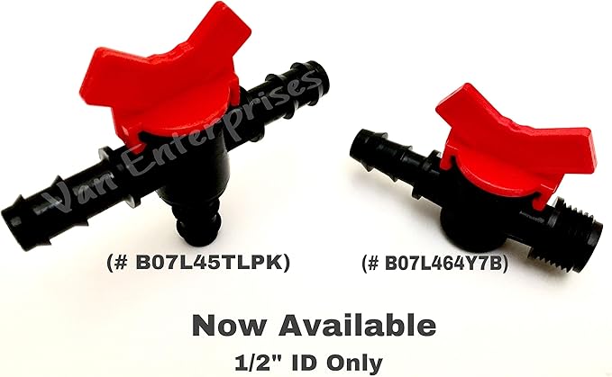 2PK of 5/8" ~ 3/4" ID Ball Valve Hose Barb Connectors for Drip Irrigation Hoses and Aquariums