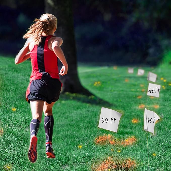 Zozen 100Pack White Marking Flags, Writable/15x4x5 Inch, Yard Flags for Lawn & Irrigation & Landscape & Sprinkler & Survey & Dog Training.