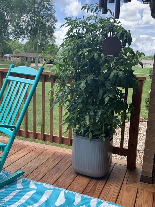 Vego garden Planters for Outdoor & Indoor Plants, Large Plant Pots with Self Watering, 15" Tall Large Plant Pots with Trellis for Flowers Plants Decor, Fog Gray