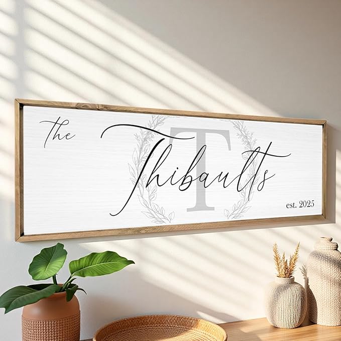 Last Name Signs for Home, Personalized Wall Decor, Monogram Gifts, Framed Wooden Family Name Sign for Home Decor, Custom Wood Signs, Established Signs
