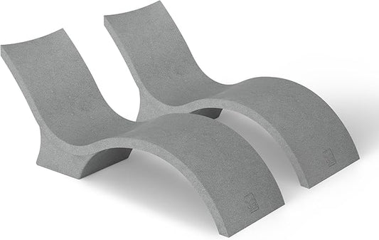 Ledge Lounger- Signature Chaise Deep - Inside Pool & Sun Shelf Lounge Chair - Designed for Deep Shelves 10”-15” - Compatible with All Pool Types - Poolside & Sun Deck Tanning - Set of 2 - Granite Gray