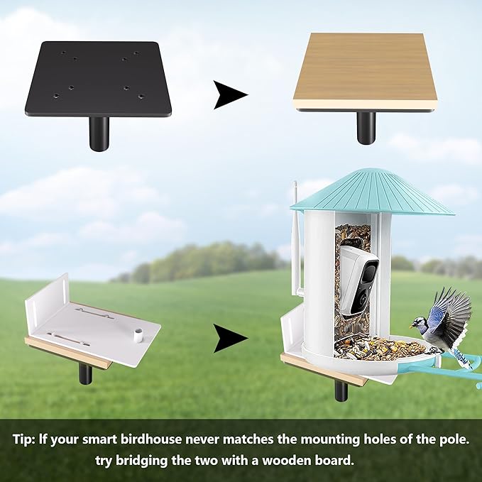 Bird Feeder Pole Kit 110 Inch,Bird House Pole for Outdoors Heavy Duty,5 Base Prongs Adjustable Birds Feeder Stand for House