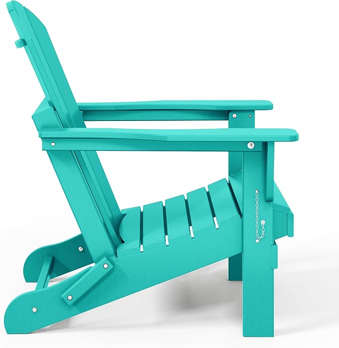 Westin Outdoors Laguna WO Outdoor Adirondack Folding Patio Chairs 8 PCS Set Retro Beach Aesthetic for Backyard, Lawn, Patio, Deck, Garden, Weather Resistant Polyethylene Plastic Lounger (Turquoise)