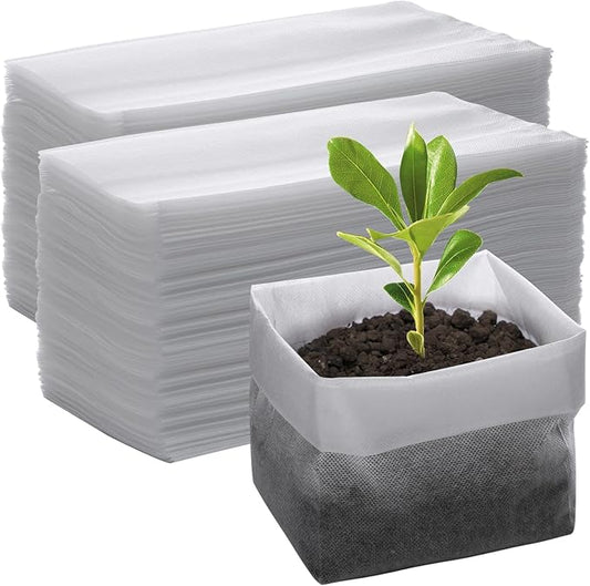 GREANER 200 PCS Nursery Bags for Plants, 11"x11.8" Biodegradable Plant Starter Bags, Aeration Grow Bags Seedling Pots Container for Plant, Seedling, Flower, Potato, Tomato Plant Starts