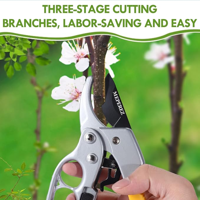 Premium 8 inch garden clippers, 3 Times Easy to Work, Arthritis Weak Hand Snips (2 pack-yellow)