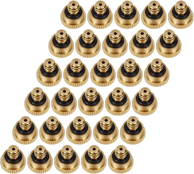 Brass Misting Nozzles 0.016" Orifice (0.4mm) 10/24 UNC, Water Mister Parts Fog Nozzles for Patio Misting System Outdoor Cooling System (30)