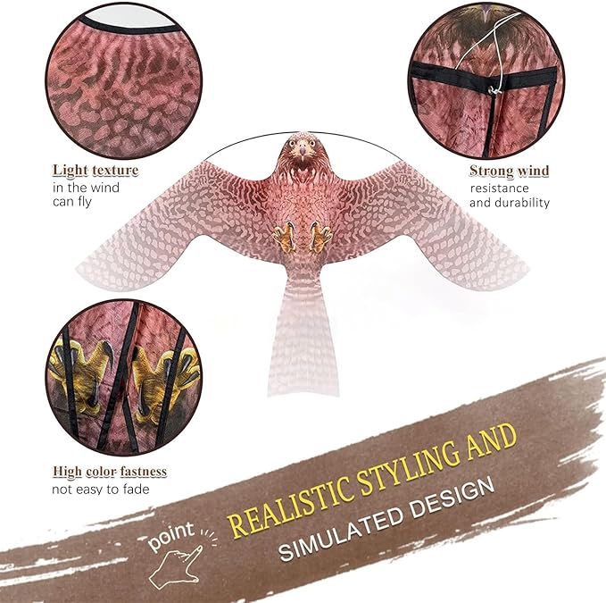 Bird Hawk Flying Kite Without Pole for Crops Farm Protector Bird Scarer Flying Kites -Style A Kite Without Pole