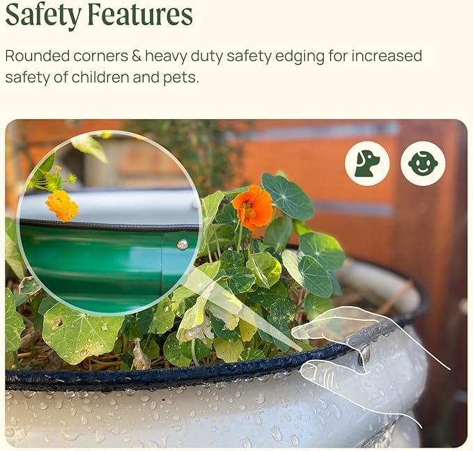 Vego garden Raised Garden Bed Kits, 11" Tall 9 in 1 8ft X 2ft Metal Raised Planter Bed for Vegetables Flowers Ground Planter Box-Pearl White