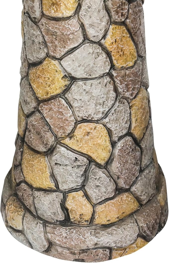 Outdoor Bird Bath - 24" H * 18.8" Φ Mosaic Stone Design BirdBath Perfect for Adding Interest to Your Garden, Patio, Backyard, Porch