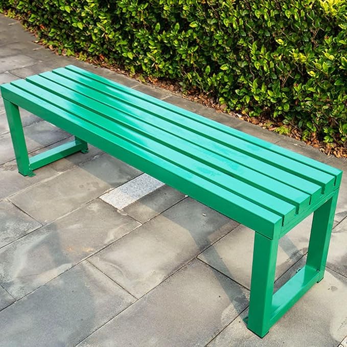 Weatherproof Metal Dining Bench, Outdoor Bench Backless Patio Bench 2-Person Farmhouse Bench Garden Bench for Kitchen, Living Room, Entryway(Green,47in)