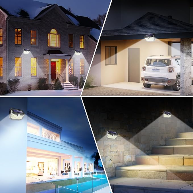 Aootek Motion Sensor Outdoor Lights 6 Packs,Solar Lights Outdoor with 3 Lighting Modes,Solar Lights Outdoor Waterproof for Garden Patio Garage Yard Deck