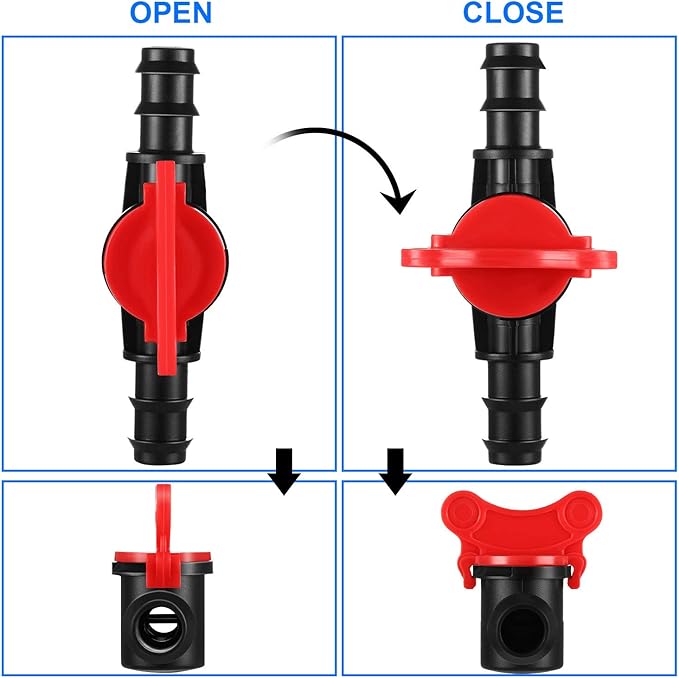 Drip Irrigation Switch Valve Gate Valves for 1/2 Inch Double Male Barbed Valve (4)