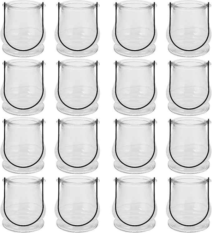 Cabilock Candle Holder Hanging Tealight Holder: 16pcs Glass Air Plant Succulent Vase Hanger Plant Terrariums Glass Orbs Air Plants for Party Wedding Centerpiece